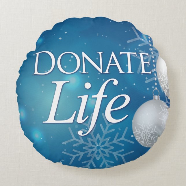 Elegant Donate Life Christmas Round Cushion (Front)