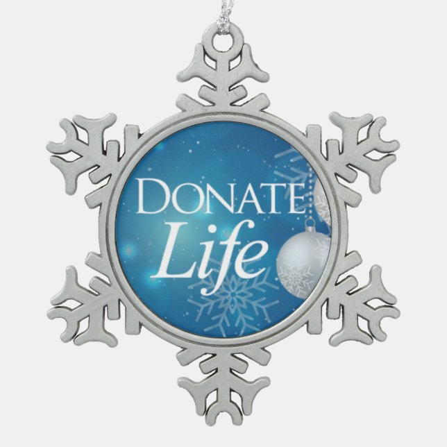 Elegant Donate Life Christmas Snowflake Pewter Christmas Ornament (Front)