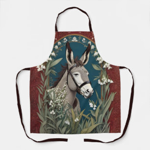 Elegant Donkey and Lily of The Valley Flowers Apron