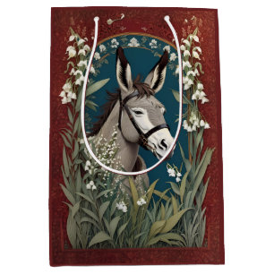 Elegant Donkey and Lily of The Valley Flowers Medium Gift Bag