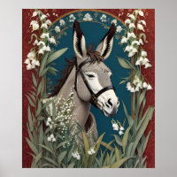 Elegant Donkey and Lily of The Valley Flowers
