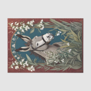 Elegant Donkey and Lily of The Valley Flowers Tissue Paper