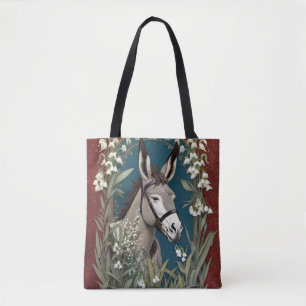Elegant Donkey and Lily of The Valley Flowers Tote Bag