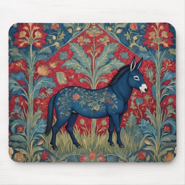 Elegant Donkey William Morris Inspired Patterned Mouse Mat (Front)