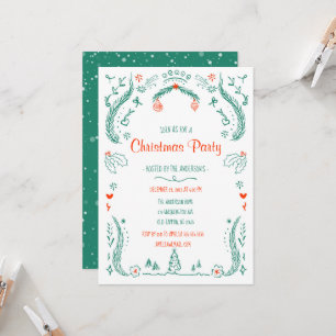 Elegant Doodle Funky Christmas Holiday Party Invitation