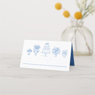 Elegant Doodles Hand Drawn Scribbles Wedding Party Place Card