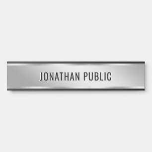 Elegant Door Sign Custom Text Black And Silver