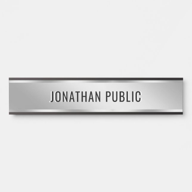 Elegant Door Sign Custom Text Black And Silver (Front)