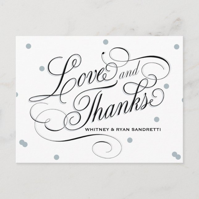 Elegant Dot Silver Thank You Postcard (Front)