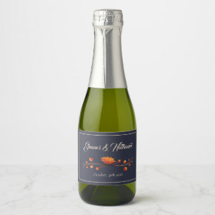 Elegant Dothic 3D Floral Minimalist date Wedding  Sparkling Wine Label