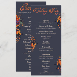 Elegant Dothic Floral minimalist Wedding program Invitation