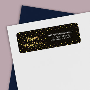 Elegant Dots Faux Gold Happy New Year Address