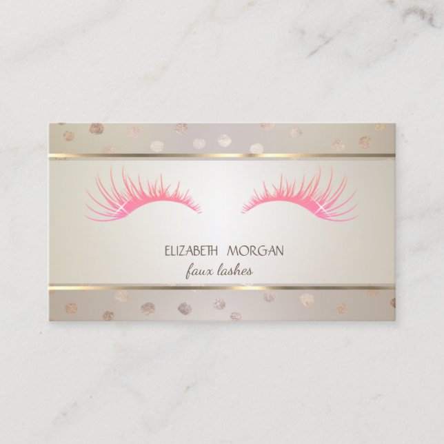 Elegant ,Dots,Striped,Faux Lashes Appointment Card (Front)