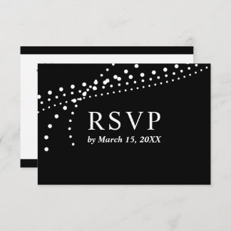 Elegant Dotted Black/White Response Card