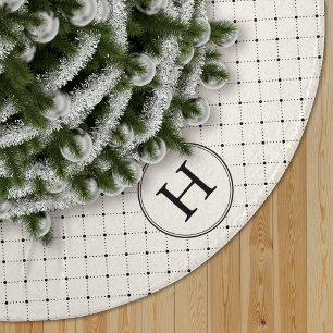 Elegant Dotted Diamond Monogram Faux Linen Tree Skirt