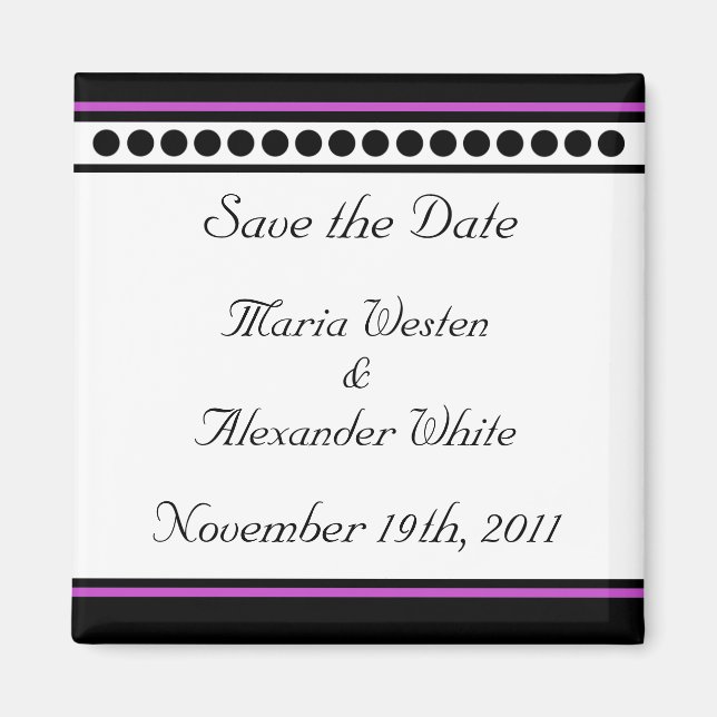 Elegant Dotted Purple Accent Save the Date Magnet (Front)