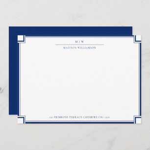 Elegant Double Border Name Initials Correspondence Card