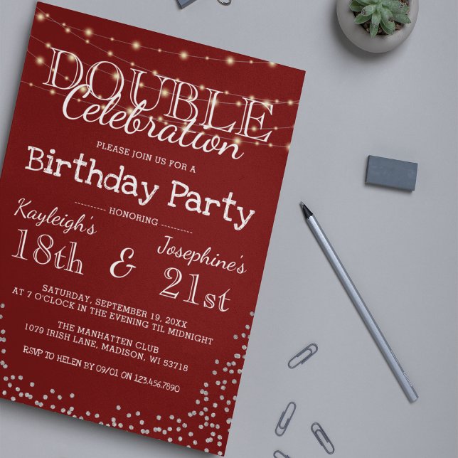 Elegant Double Celebration Birthday Party Invitation (Creator Uploaded)