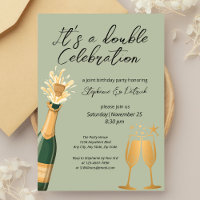 Elegant Double Celebration Green Joint Birthday
