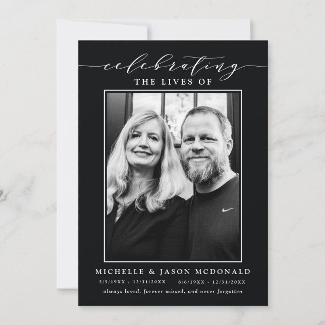 ELEGANT DOUBLE CELEBRATION OF LIFE FUNERAL SERVICE INVITATION (Front)