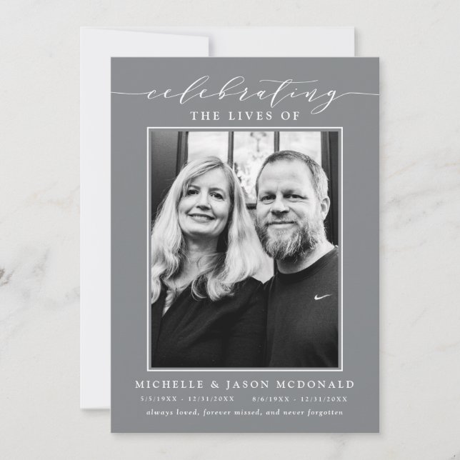 ELEGANT DOUBLE CELEBRATION OF LIFE FUNERAL SERVICE INVITATION (Front)