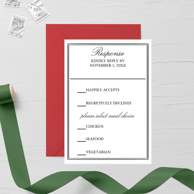 Elegant Double Frame Wedding RSVP Card (Creator Uploaded)