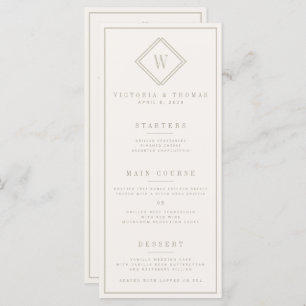 Elegant Double-Sided Beige Minimalist Wedding Menu
