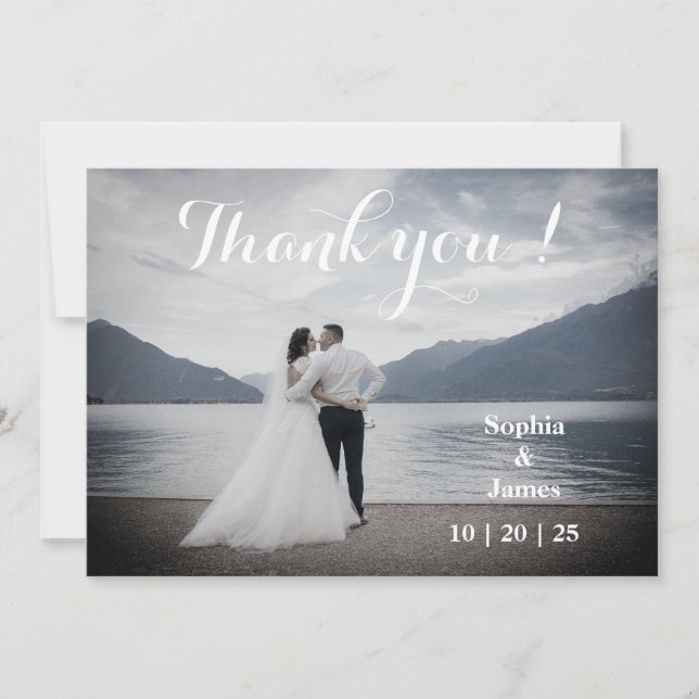Elegant Double-Sided Wedding Thank You Card (Front)