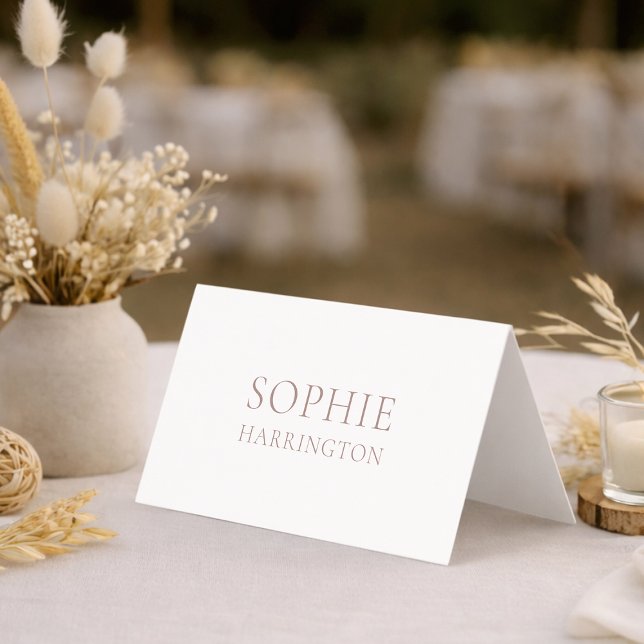 Elegant Double-Sided White Wedding Place Card (Creator Uploaded)