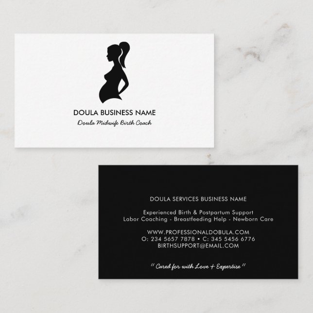 Elegant Doula Midwife Birth Coach Business Card (Front/Back)