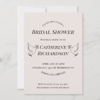 Elegant Dove Bridal Shower Invitation
