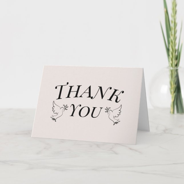 Elegant Dove Folded Thank You Card (Front)
