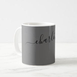 Elegant Dove Grey Colour Modern Name Personalised Coffee Mug