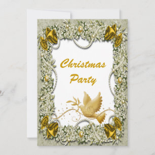 Elegant dove of peace gold Christmas Invitation