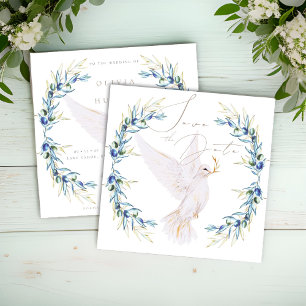 Elegant Dove & Olive Leaves Wedding Save the Date
