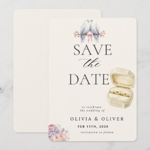 Elegant Dove Save the Date Invitation – Romantic W