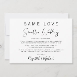 Elegant Downsized Smaller Wedding Announcement