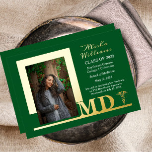 Elegant Dr MD Caduceus Photo Graduate Green