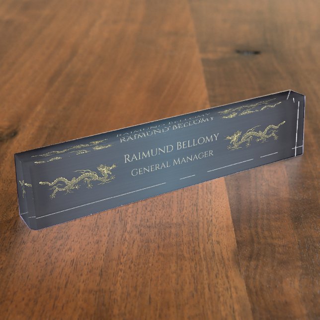 Elegant Dragon Desk Nameplate (Side)