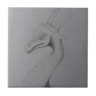 Elegant Dragon Drawing Tile