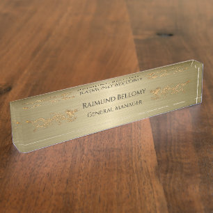 Elegant Dragon Gold Metallic Desk Nameplate