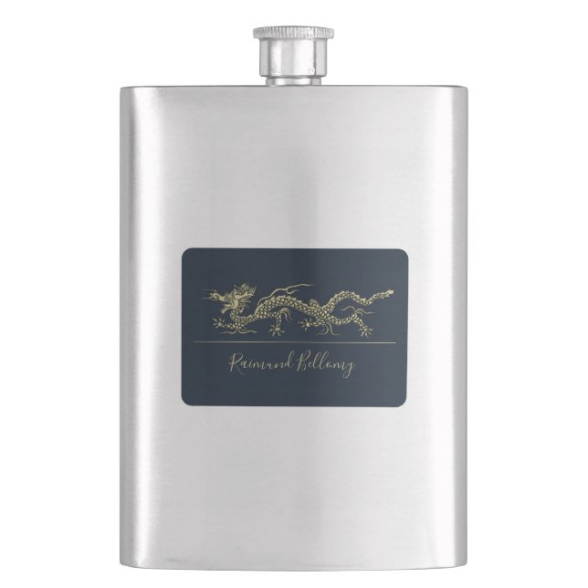 Elegant Dragon Hip Flask (Front)