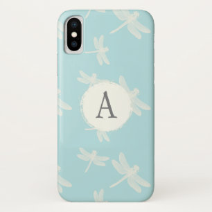 Elegant Dragonflies Blue Monogram iPhone X Case