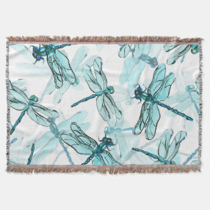 Elegant Dragonflies: Watercolor Wonder Throw Blanket