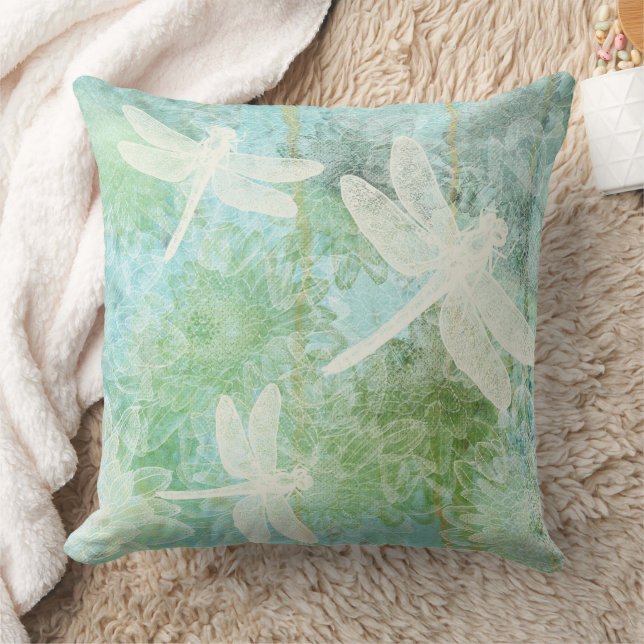 Elegant Dragonfly And Flower Pattern Cushion (Blanket)