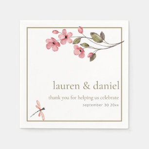 Elegant Dragonfly Dusty Pink Wildflower  Napkin