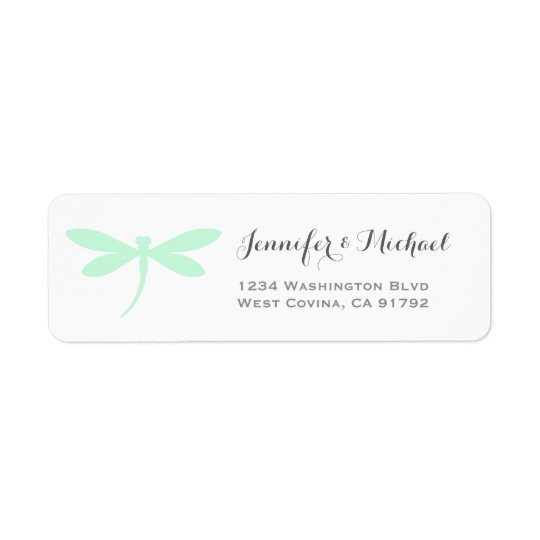 Elegant Dragonfly Label Template | Mint & Grey Return Address Label
