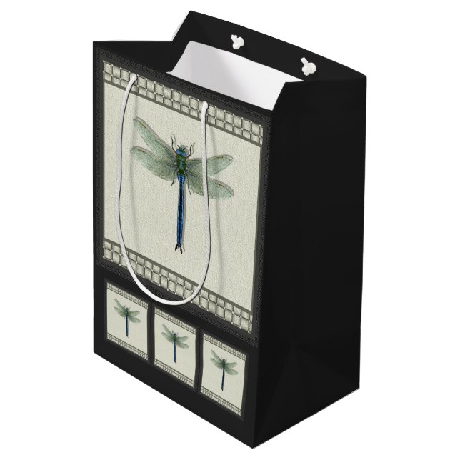 Elegant Dragonfly Medium Gift Bag (Back Angled)