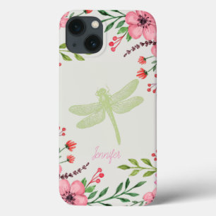 Elegant  Dragonfly Pink Green iPhone 13 Case