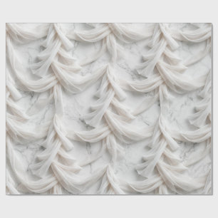 Elegant Draped Fabric White Marble Wrapping paper